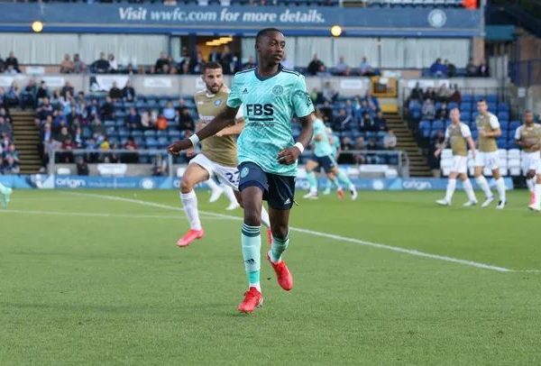 Leicester City starlet Tawanda Maswanhise in action his U23 side in a league match.