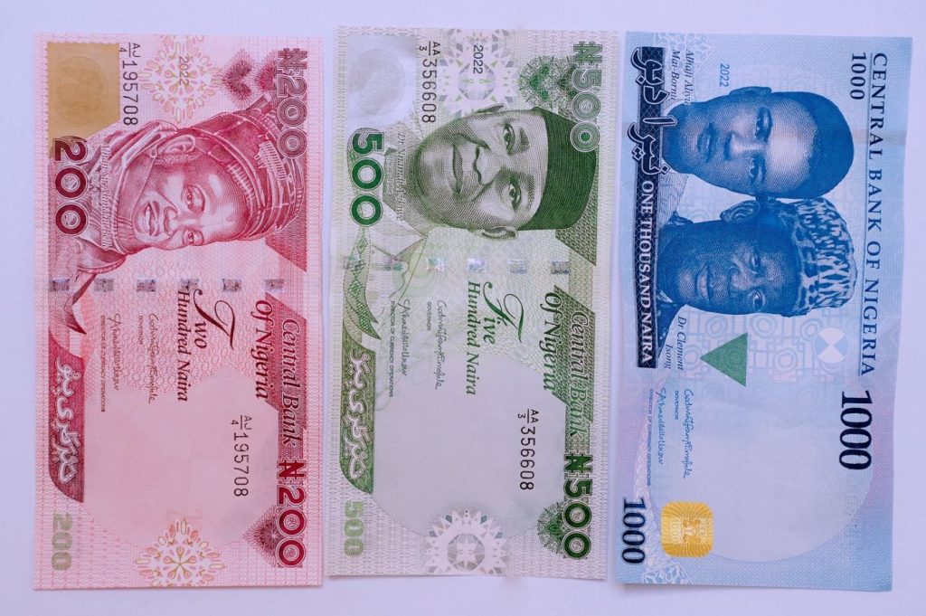 A snap picture of the new naira notes, Nigeria's official currency introduced by outgoing President Muhammadu Buhari this year.