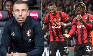 Home 8 A picture collage of Bournemouth manager Gary O'Neil and team players ( including Jordan Zemura) during a Premier League match.