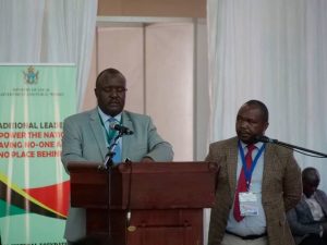 National Council of Chiefs (NCC) President Chief Fortune Charumbira speaking at the 2023 Annual Chiefs Conference at ZITF Grounds in Bulawayo on 15th March 2023.