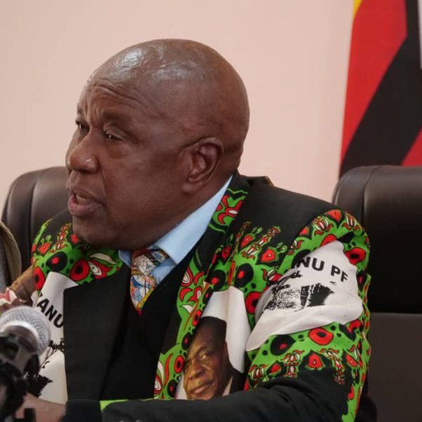 Zanu PF spokesperson Ambassador Christopher Mutsvangwa speaking at a press briefing in Harare on Wednesday 1st March 2023.