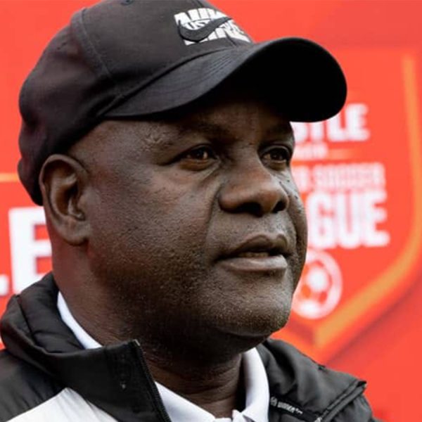 Home 163 Manica Diamonds coach, Jairos Tapera delivering a press conference after a Castle Lager Premier League match.