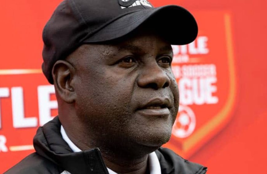 Manica Diamonds coach, Jairos Tapera delivering a press conference after a Castle Lager Premier League match.