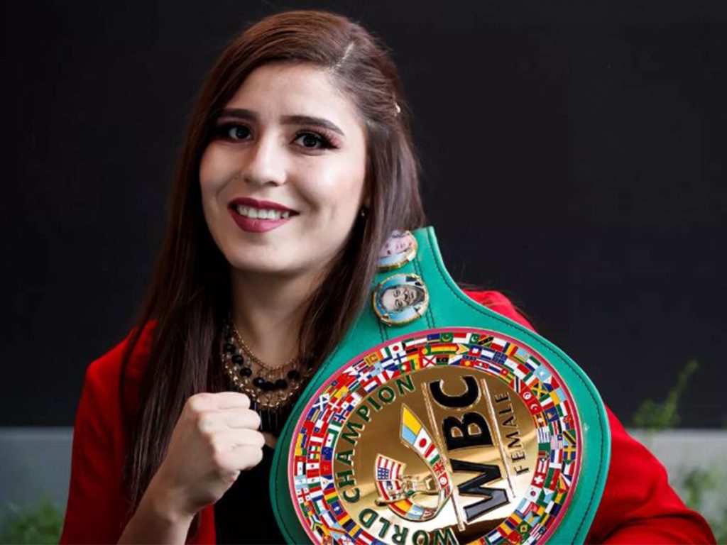 Mexican boxer Yamileth Mercado, super bantamweight champion of the World Boxing Council (WBC). who defeated Zimbabwean boxer Kudakwashe Chiwandire.