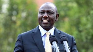 Kenya's President William Ruto delivering his remarks during a state press briefing.