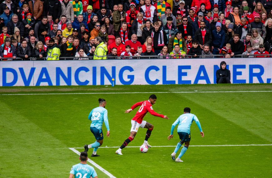 Home 7 England international Marcus Rashford in action as Manchester United held relegation threatened Southampton FC on Sunday 12th March 2023.