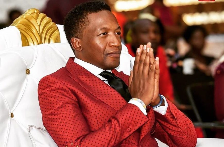 Zimbabwe's ambassador-at-large Uebert Angel during a prayer session at his church