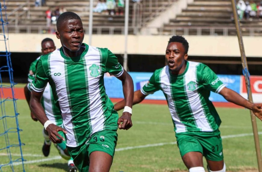 CAPS United players celebrate their goal during the league match against Manica Diamonds at the National Sports Stadium on 20th March 2023.