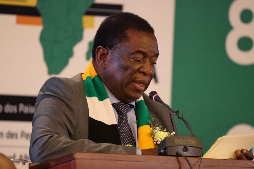 Zimbabwe President Mnangagwa speaking at the two-day 8th Ordinary Meeting of the African Diamond Producers Association (ADPA) Experts and Council of Ministers.
