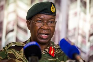 Zimbabwe National Army General Philip Valerio Sibanda speaking at a press conference in Harare.