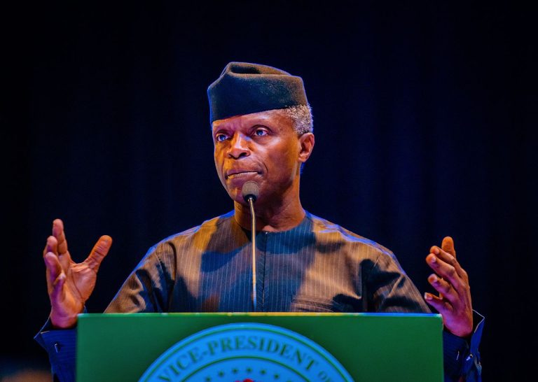 Nigeria Vice President Yemi Osinbajo speaking during a state function in the capital.