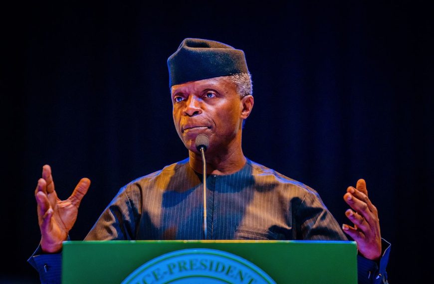 Nigeria Vice President Yemi Osinbajo speaking during a state function in the capital.