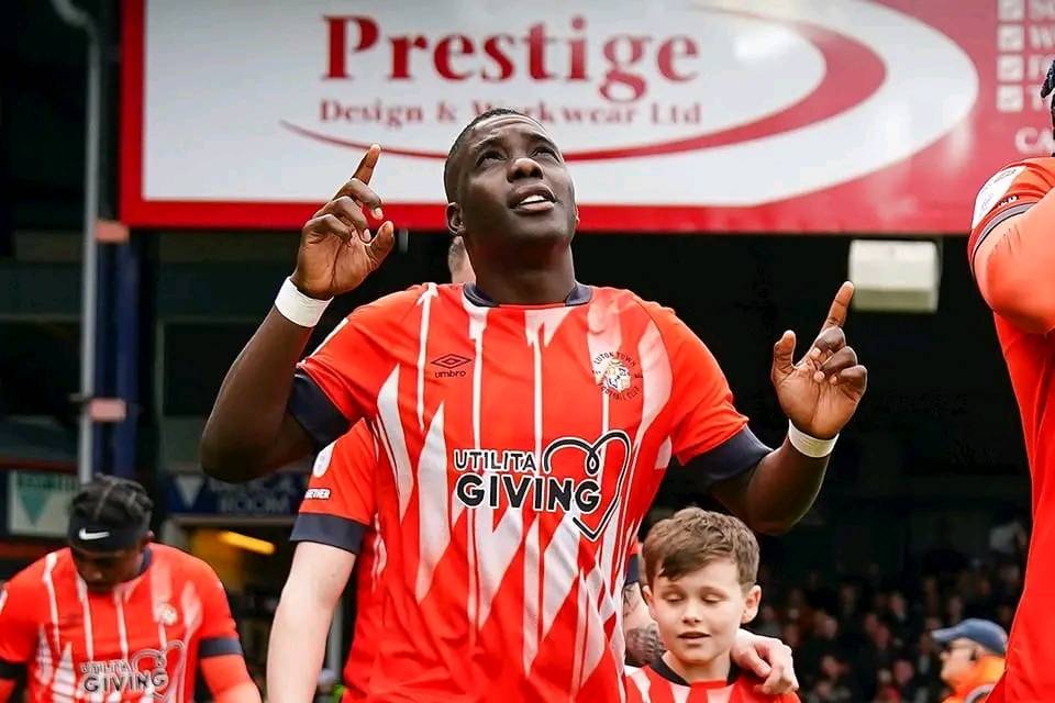 Zimbabwe international Marvelous Nakamba celebrates at Wembley on Saturday 27th May 2023 after helping Luton Town FC beat Coventry City FC to secure promotion to English Premier League.