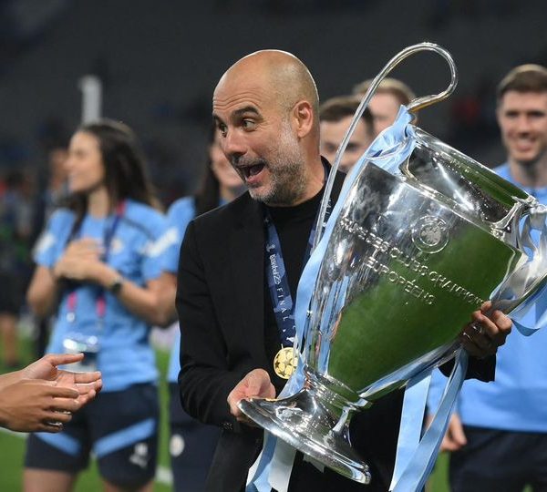 Home 136 Guardiola over the moon as Man City complete treble