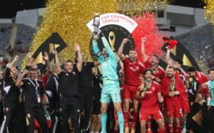 Al Ahly players celebrate their victory in the CAF Champions League on 11 June 2023.