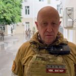 Chief of Russian mercenary group Wagner, Yevgeny Prigozhin speaking inside the headquarters of the Russian southern military district in the city of Rostov-on-Don.