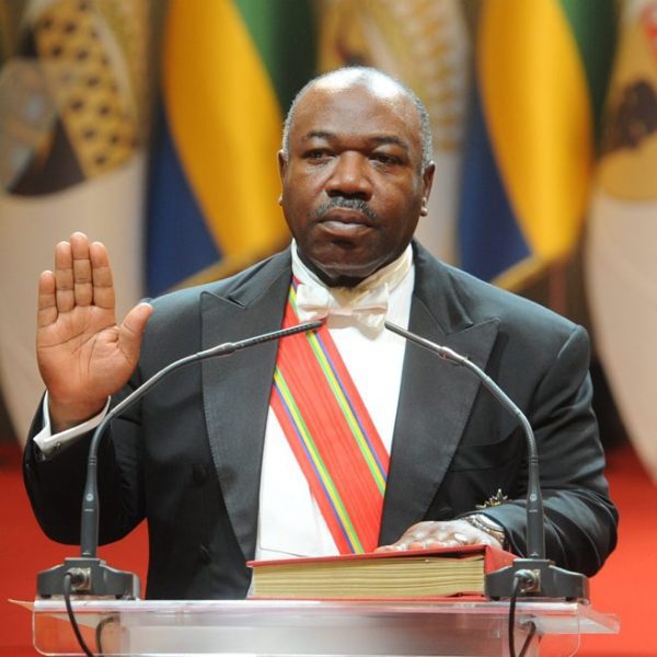 Gabon President Ali Bongo Ondimba taking oath of office.