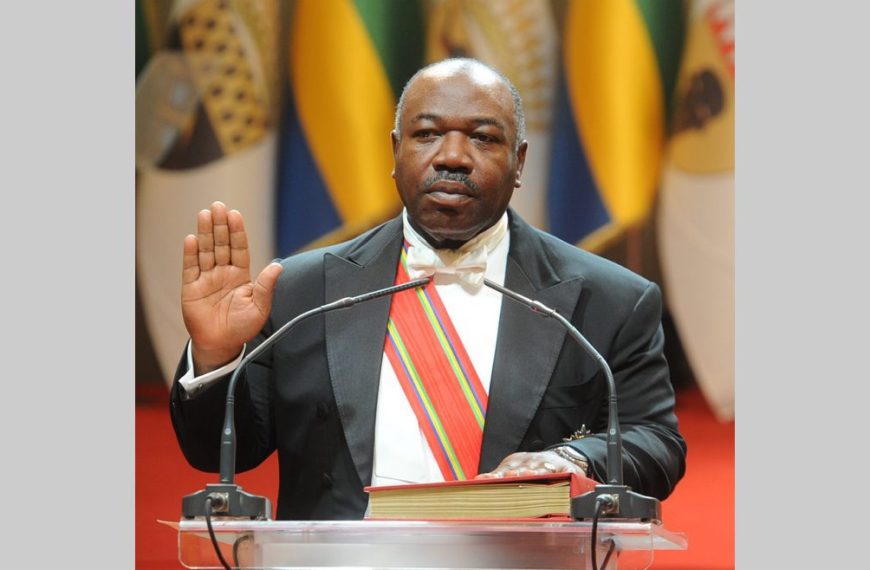 Gabon President Ali Bongo Ondimba taking oath of office.