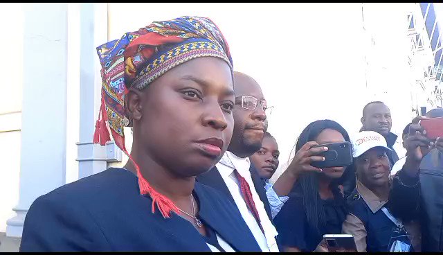 Saviour Kasukuwere's spokesperson Jacqueline Sande addressing journalists in Harare recently.
