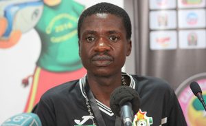 Renowned coach Shadreck Mlauzi addressing the media during his tenure as Zimbabwe women national team, Mighty Warriors coach in 2016.