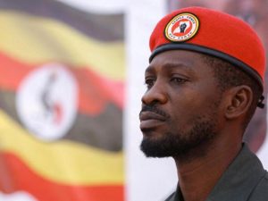 A file photo showing Ugandan opposition leader and singer Robert Kyagulanyi Ssentamu, known as Bobi Wine, after his arrival to address Ugandans living in South Africa at the sports ground in Germiston, southeast of Johannesburg, South Africa on October 3, 2023. © Siphiwe Sibeko, Reuters