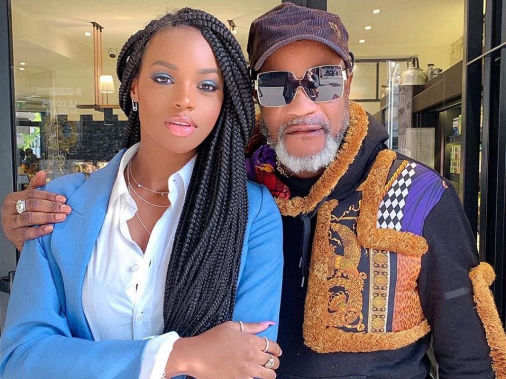Congolese musician, Koffi Olomide poses for a photo with his daughter, Didistone at a family party in June 2020.