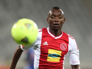 Khama Billiat of Ajax Cape Town in action during the Absa Premiership match between Ajax Cape Town and AmaZulu at Cape Town Stadium on March 29, 2013 in Cape Town, South Africa.