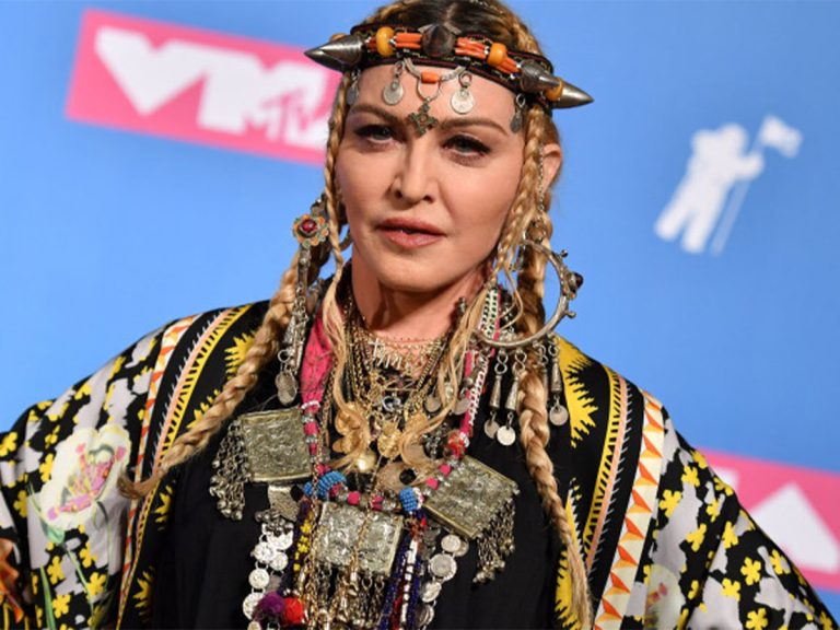 Madonna poses in the press room at the 2018 MTV Video Music Awards at Radio City Music Hall on August 20, 2018 in New York City.