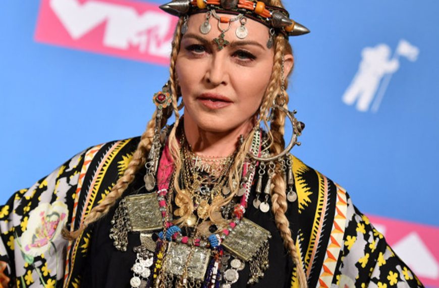 Madonna poses in the press room at the 2018 MTV Video Music Awards at Radio City Music Hall on August 20, 2018 in New York City.