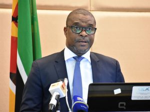 Mozambique minister of Economy and Finance Max Tonela addressing the nation on economic matters recently.