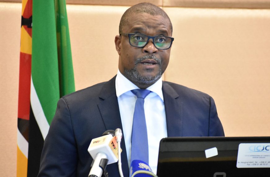 Home 132 Mozambique minister of Economy and Finance Max Tonela addressing the nation on economic matters recently.