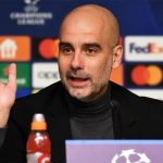Manchester City manager Pep Guardiola speaking at a press conference ahead of a UEFA Champions League match recently.