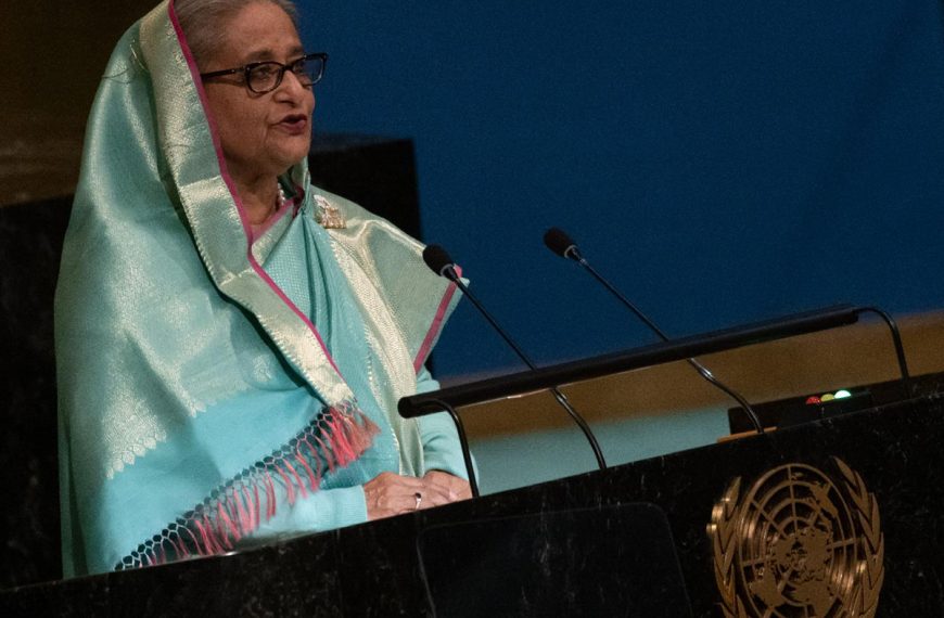 Bangladesh Prime Minister Sheikh Hasina addresses the 77th session of the United Nations General Assembly at UN headquarters in New York City.