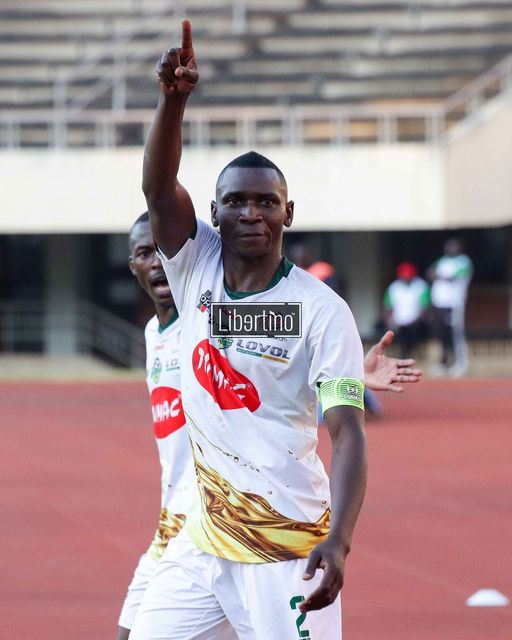 Simba Bhora striker Tinashe Balakasi celebrates after scoring a goal in a Castle Lager Premier League match played at the National Sports Stadium recently.