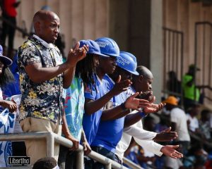 Home 6 Dynamos fans in high spirit during the Chibuku Super Cup match against CAPS United at the National Sports Stadium on October 29, 2023.