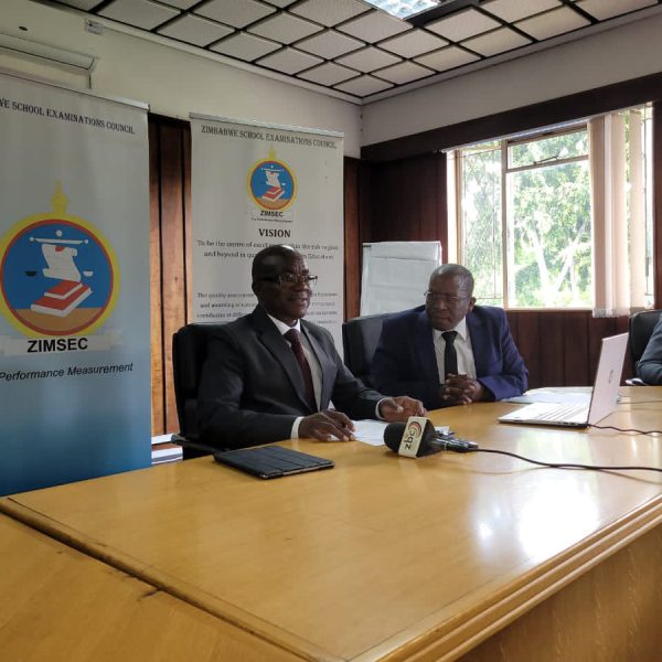 Home 161 Zimsec board chairperson Professor Eddie Mwenje addressing the press in Harare.