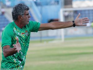 Zimbabwe senior men football team coach Baltemar Brito barks instruction on the touchline during a training session recently.