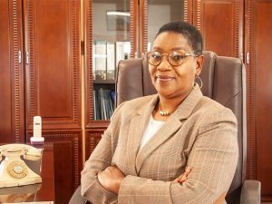 Zimbabwe Miners Federation president Henrietta Rushwaya poses for a photo in her office recently.