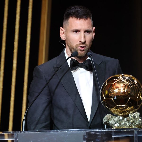 Home 127 Argentina and Inter Miami player Lionel Messi speaks at the Men’s Ballon d’Or ceremony in Paris, France on Monday 30th October 2023 after winning the award for a record eighth time.