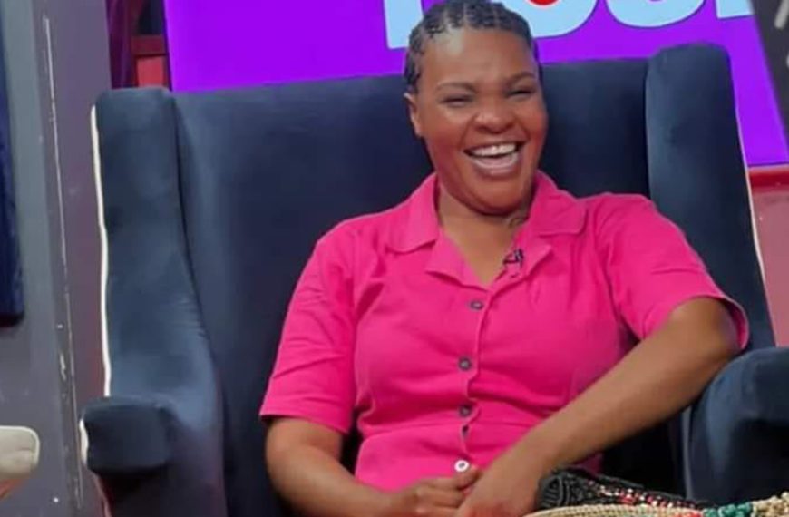 Popular comedienne Felistas Murata, known by her stage name Mai Titi in prison gear laughs during a television program Daily Dose on NRTV recently.