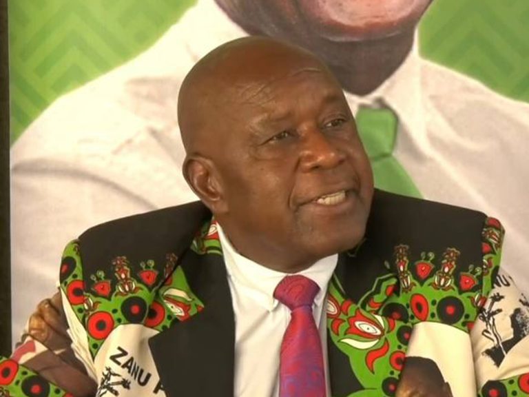 ZANU PF spokesperson Christopher Mutsvangwa speaking at a weekly press conference on 14th October 2023 in Harare.