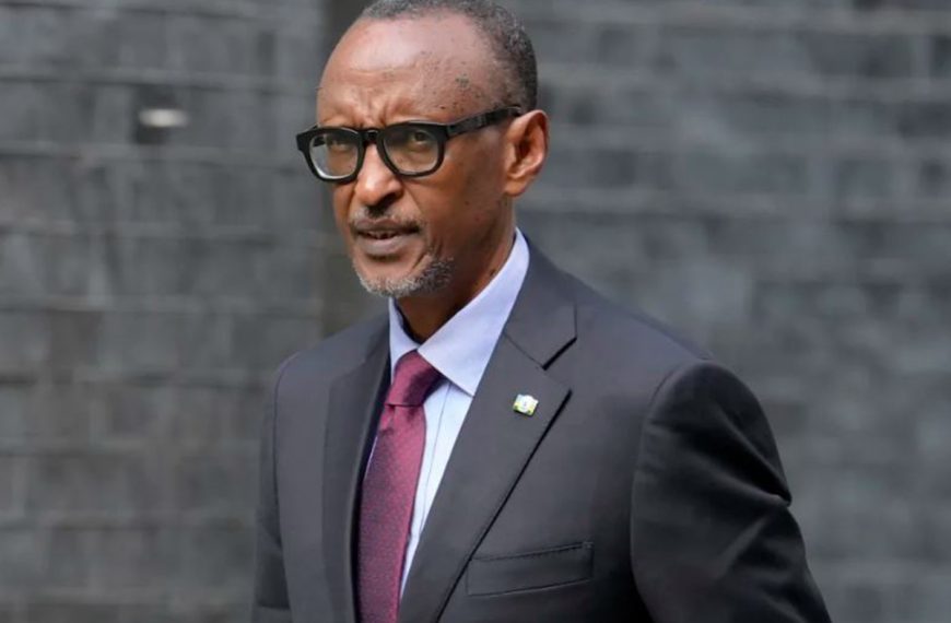 Home 22 President of Rwanda Paul Kagame walks along Downing Street to a meeting with Britain's Prime Minister Rishi Sunak, in London, Thursday, May 4, 2023.