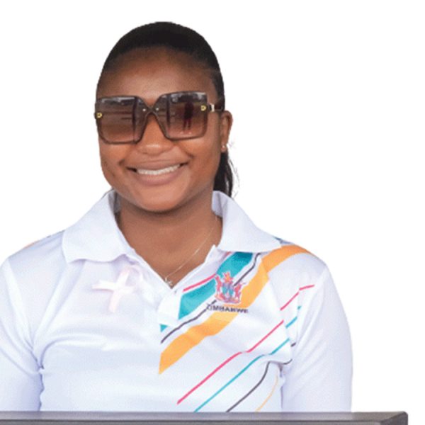 Home 183 Zimbabwe's Deputy Minister of Sport, Recreation, Arts, and Culture, Emily Jesaya seen here smiling at a public event recently.