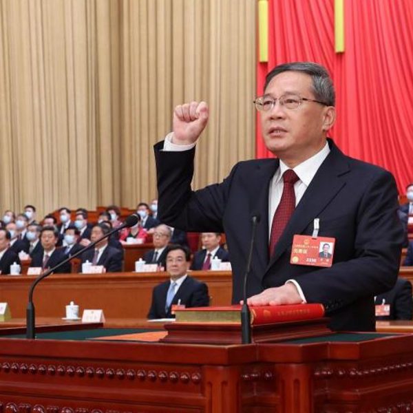 Home 29 Newly appointed Chinese Premier Li Qiang makes a public pledge of allegiance to the Constitution at the Great Hall of the People in Beijing, capital of China, March 11, 2023.