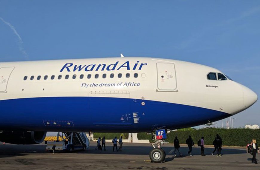 Seen in this photo is a RwandAir plane at one airport recently.