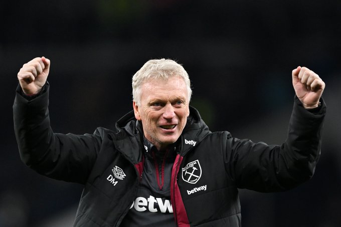 West Ham stun Tottenham with comeback victory 2 West Ham United coach David Moyes celebrates his team's win against Tottenham in their English Premier League match on 7 December 2023.