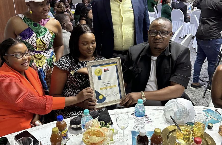 The management team of Fresh Kambucha Pvt Ltd, a local herbal beverages manufacturer, celebrates together after winning a corporate award on 6th December 2023.