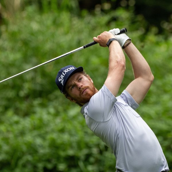 Kieran Vincent of Zimbabwe tees off on hole 5 during the first round of the Hong Kong Open at Hong Kong Golf Club on November 09, 2023 in Hong Kong, China.