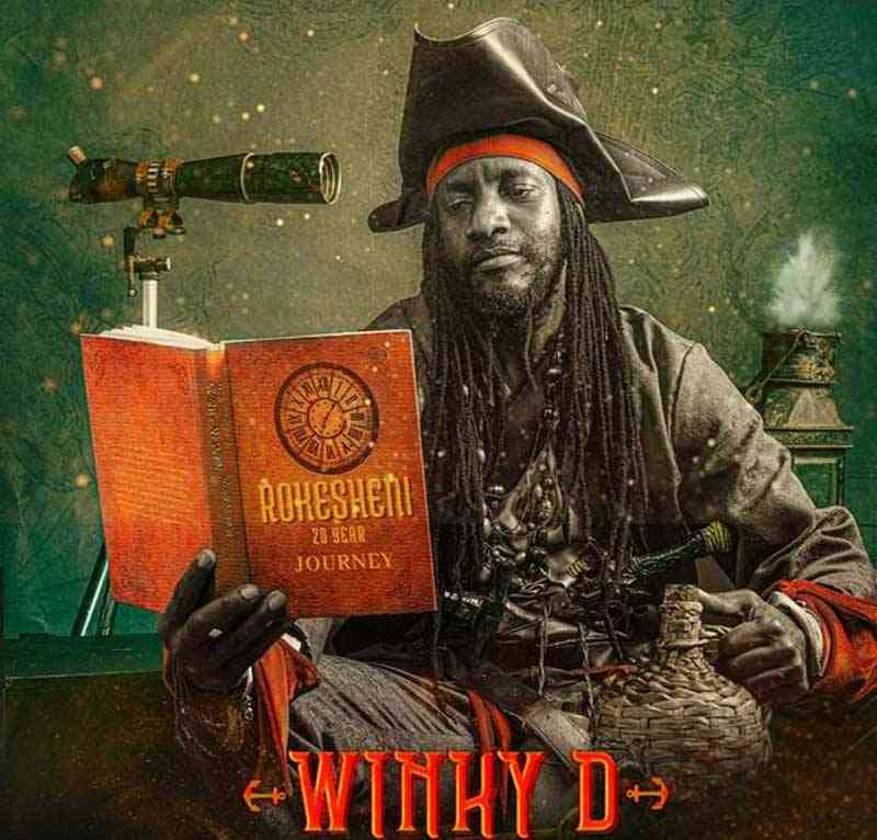 An album cover of Ghettocracy Score: Reading Through the Pages of Rokesheni by dancehall artist Winky D set for release on 31st December 2023.