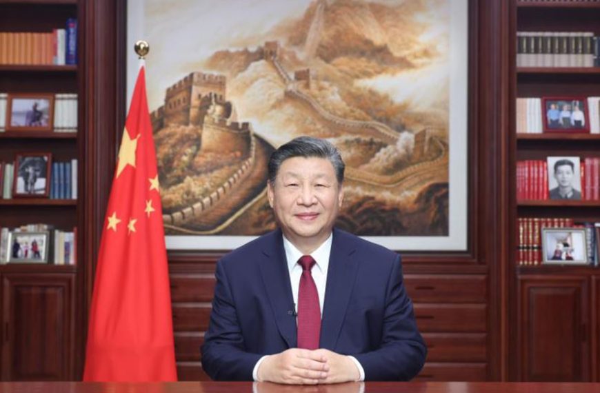 Chinese President Xi Jinping delivers a New Year message via China Media Group and the Internet on the evening of Sunday 31st December 2023 in Beijing to ring in 2024.